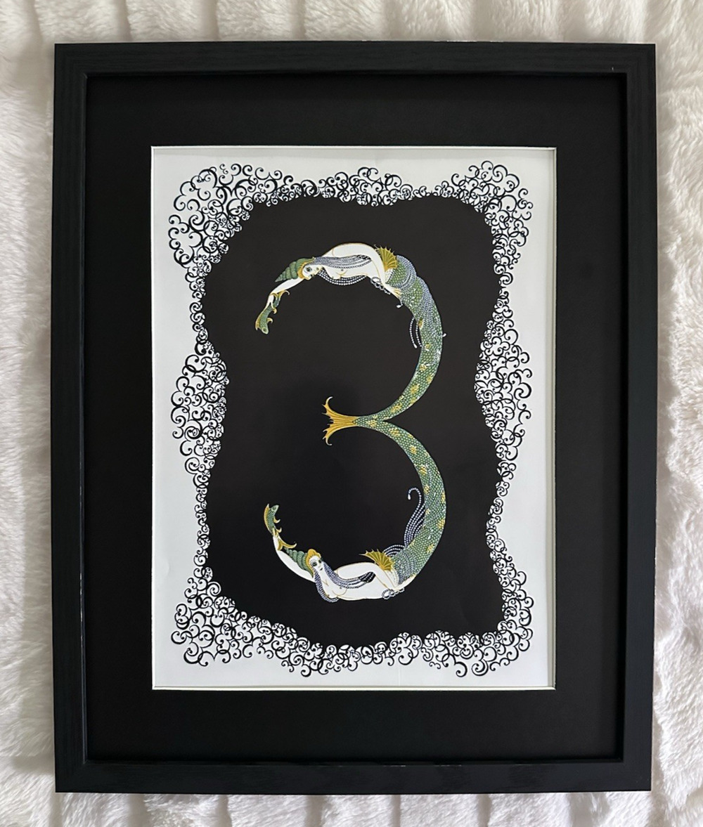 Framed Erte Numeral "3 Three" 11x14